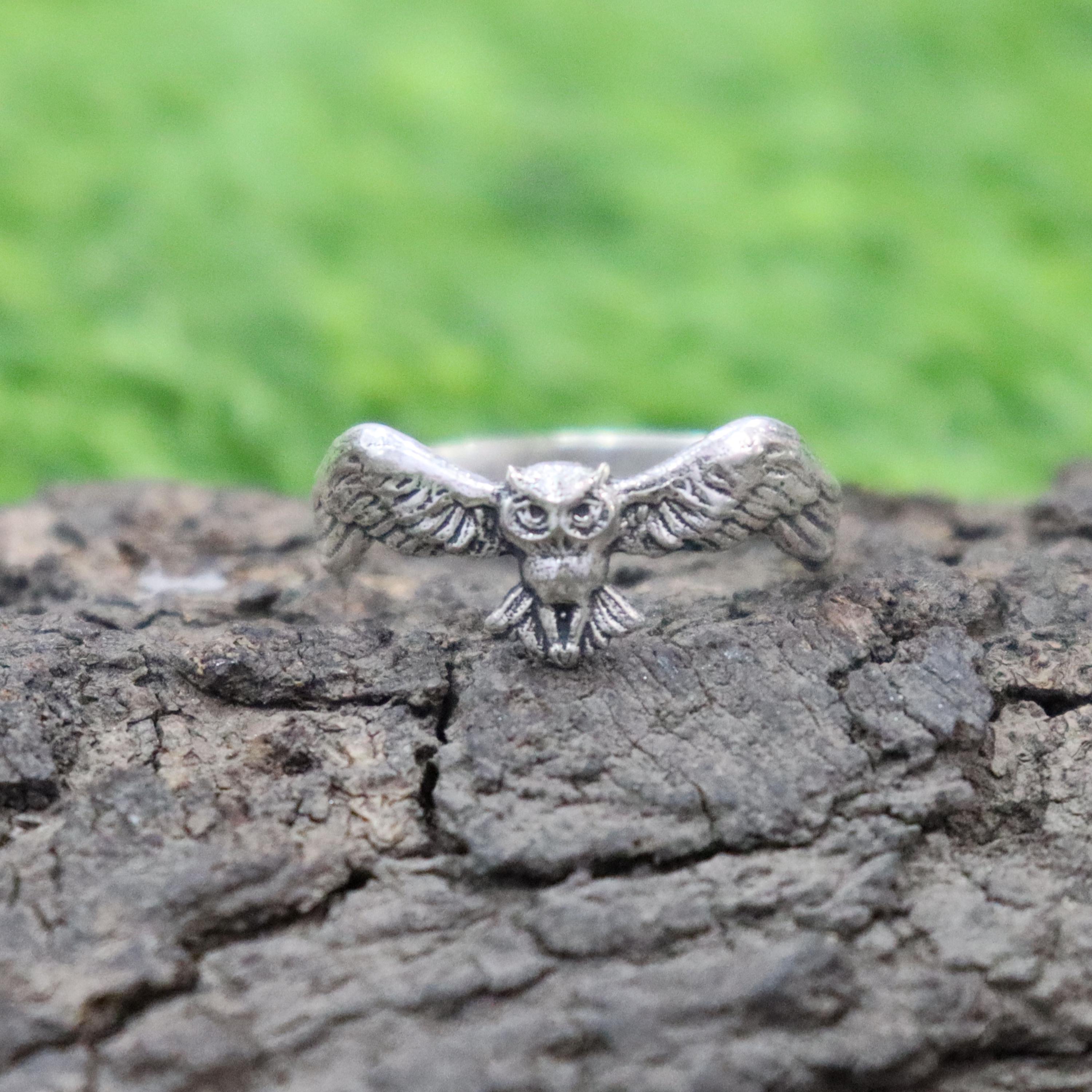 Silver Owl Ring, Handmade Ring, 925 Sterling Silver, Designer Ring, Minimalist Ring, Statement Jewel
