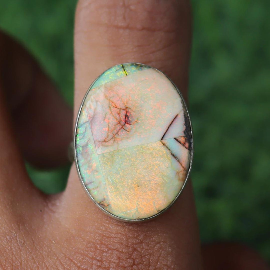 Sterling Silver Monarch Opal Ring: Handmade Boho Statement Jewelry - Etsy