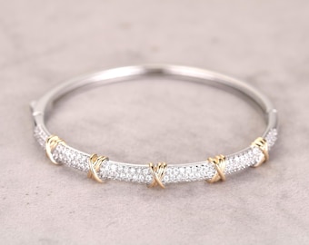18K Gold Bracelet, Vintage 18K Gold Bracelet, Classics sterling silver Bracelet, unique diamond Bracelet, Bangles Gifts for her