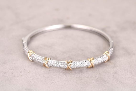 18K Gold Bracelet, Vintage 18K Gold Bracelet, Classics sterling silver Bracelet, unique diamond Bracelet, Bangles Gifts for her