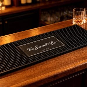 Custom Bar Mat Personalized Whiskey Bar Mat with Name Gift for Dad Husband Home Bar Decor