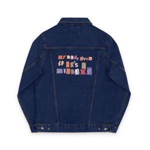 Embroidered Denim Jacket, Punk Rock Statement Outerwear for Him and Her, Custom Unisex Gift, Alternative Streetwear, Vintage Style Coat
