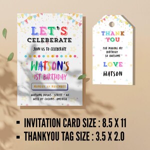 Colorful Kids Birthday Invitation Template: Editable Printable Party Invite
