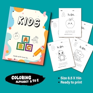 26 Pages ABC Baby Shower Coloring Book, ABC Book Baby Shower Activity, Baby&#39;s First ABC Book, Printable Coloring Book, Baby Shower Gift