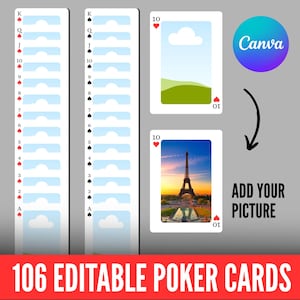 Poker Card Canva Editable Template, Personalized Photo Playing Cards Template, Blank Playing Card Canva Template, Editable Trading Card