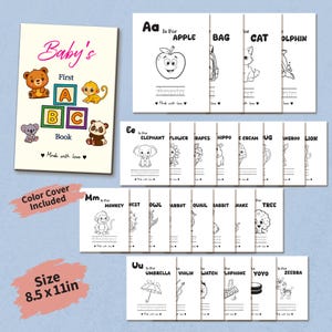Baby&#39;s First ABC Book, ABC Baby Shower Coloring Book, Baby Shower ABC Book, Baby Shower Activities, Baby Shower Guest Game,  Baby Abc Book
