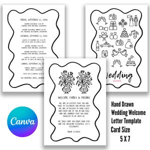 Handwritten Wedding Timeline Template: Hand-Drawn Welcome Letter (Digital Download)