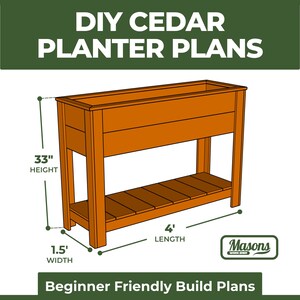 Cedar Planter Box Plans with Storage Shelf Beginner Friendly DIY Woodworking Instant Download PDF