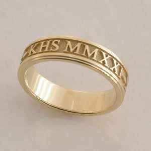 14K Gold Custom Roman Numeral Class Ring Solid Yellow Gold or - Etsy