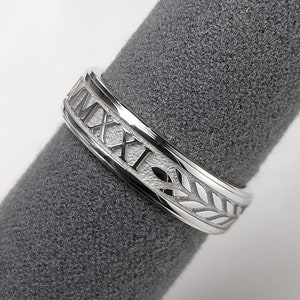 14K Gold Custom Roman Numeral Class Ring, Solid Yellow Gold or White ...