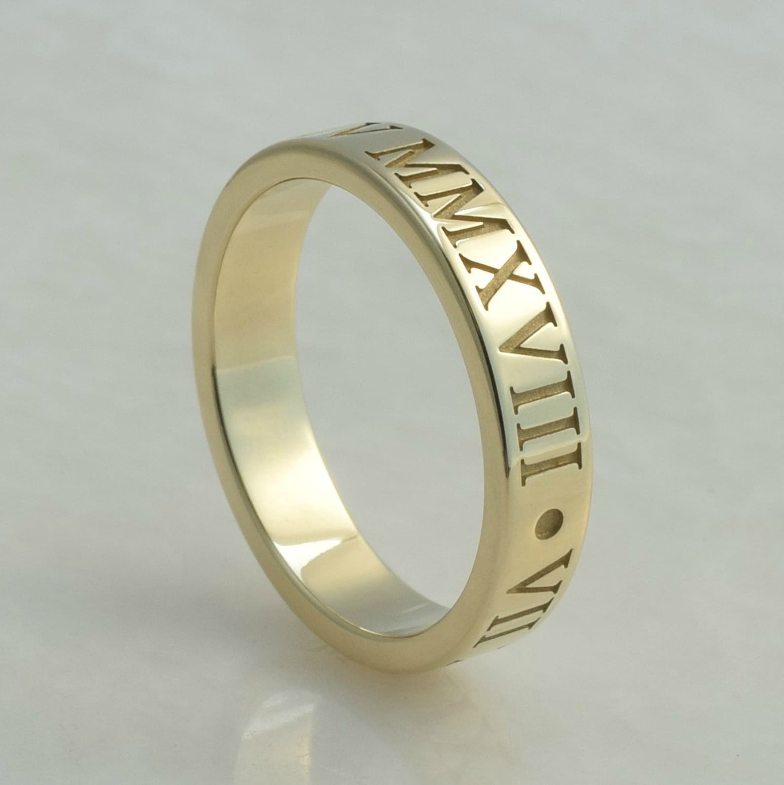 Personalized Roman Numeral Ring in 14K Yellow or White Gold Etsy
