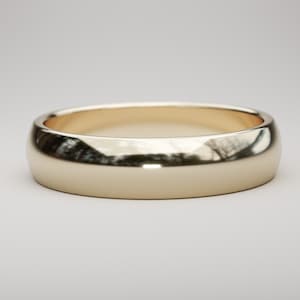 14K Gold Domed Wedding Band, 5mm Wide, 14kt Gold
