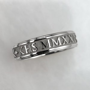 14K Gold Custom Roman Numeral Class Ring, Solid Yellow Gold or White ...