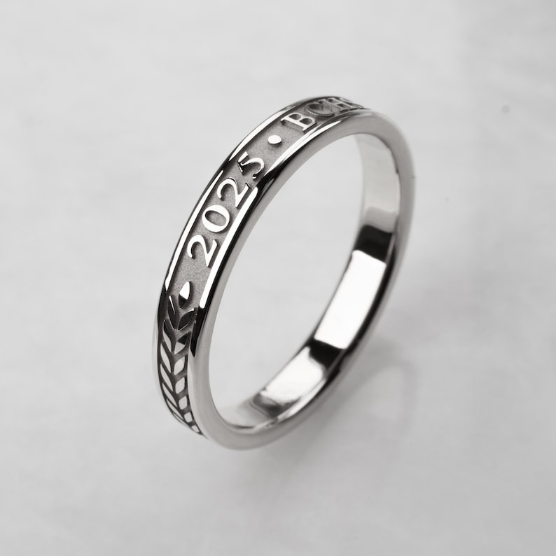 Custom Graduation Band 14kt Solid Yellow, Rose or White Gold, Stackable ...
