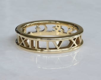 Personalized Ring, Solid 14Kt  or 10Kt Yellow or White Gold, Choice of Characters, Personal Ring
