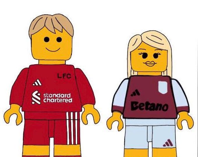 Individual or Family Personalised Lego Styled Prints in Football Kits ...