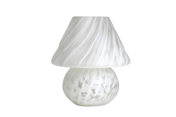 Vintage Murano White Swirl Mushroom Table Lamp