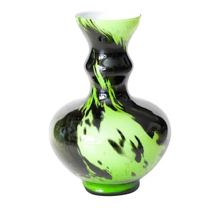 Vintage Green and Black Swirl Glass Vase by Carlo Moretti for Opaline Empoli