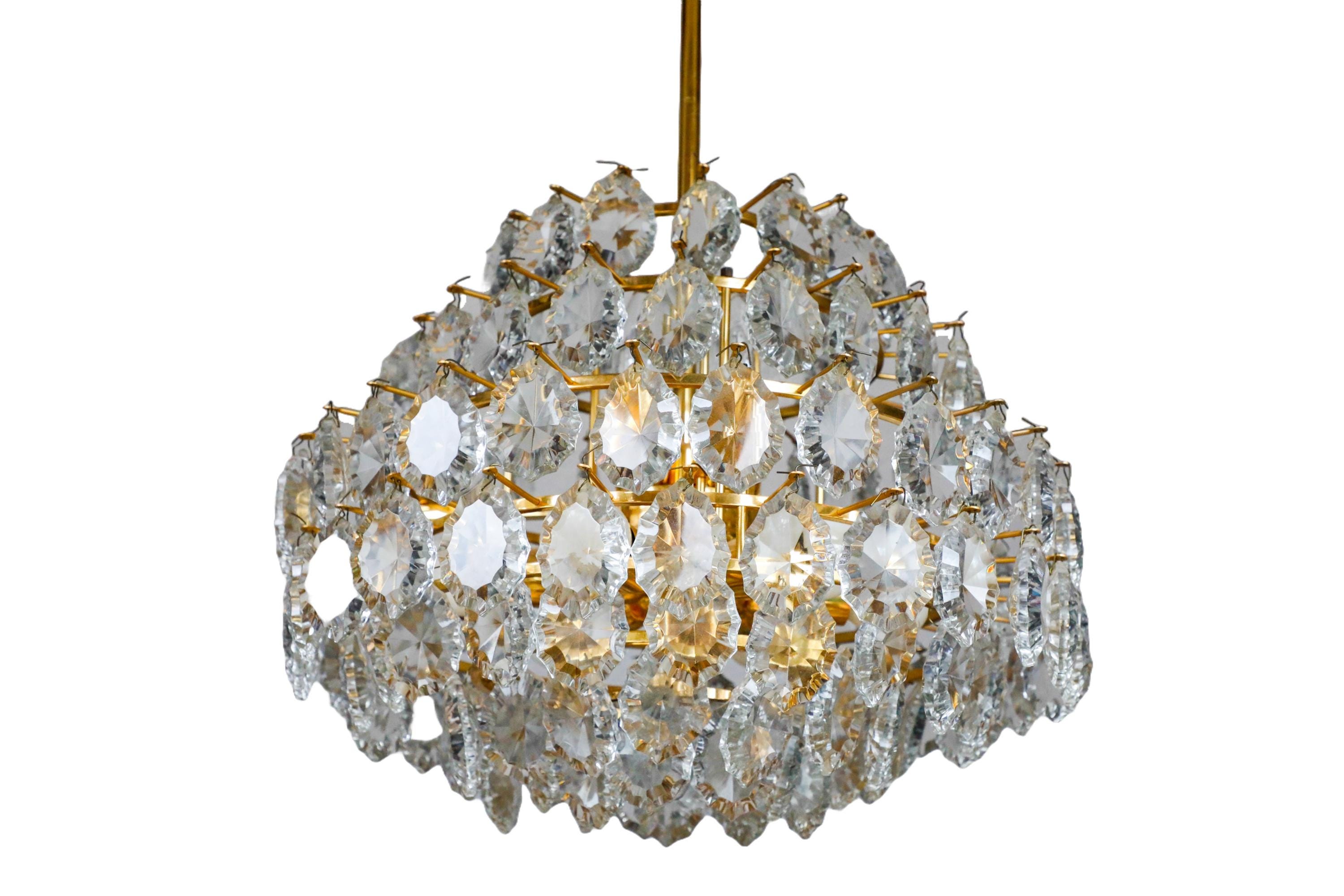 Lampe De Table Bakalowits & Söhne Style Régence - Laiton Et Cristal - Vintage