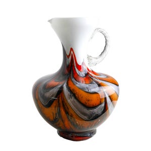 Vintage Red, Black and White Swirl Glass Vase by Carlo Moretti for Opaline Empoli