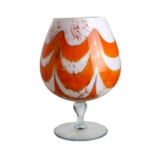 Vintage Orange, Brown and White Swirl Glass Vase by Carlo Moretti for Opaline Empoli