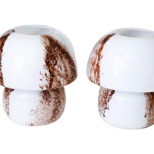 Pair of Vintage White and Brown Mushroom Table Lamps by Doria