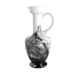Vintage Black and White Swirl Glass Vase by Carlo Moretti for Opaline Empoli