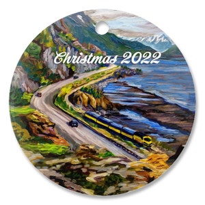 Porcelain Ornaments Alaska Train Alaska Railroad 3 Round Christmas Ornament By Amanda Faith Thompson Copy image 2