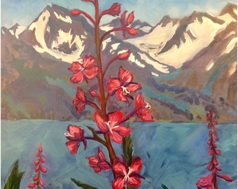 Fireweed On Turnagain Arm Alaska Art Print - Wall Art By Amanda Faith Thompson, 8x8 Image