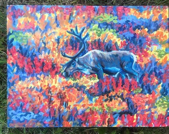 Alaska Art Print Colorful Migration Caribou In Autumn, Denali 10x8 Image - Alaska Wall Art By Amanda Faith Thompson