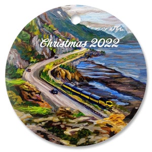 Porcelain Ornaments Alaska Train Alaska Railroad 3 Round Christmas Ornament By Amanda Faith Thompson Copy image 3