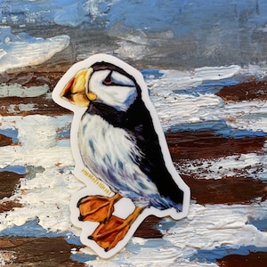 Puffin sea bird sticker - Alaska art artist vinyl diecut - gift, bird lover, ocean