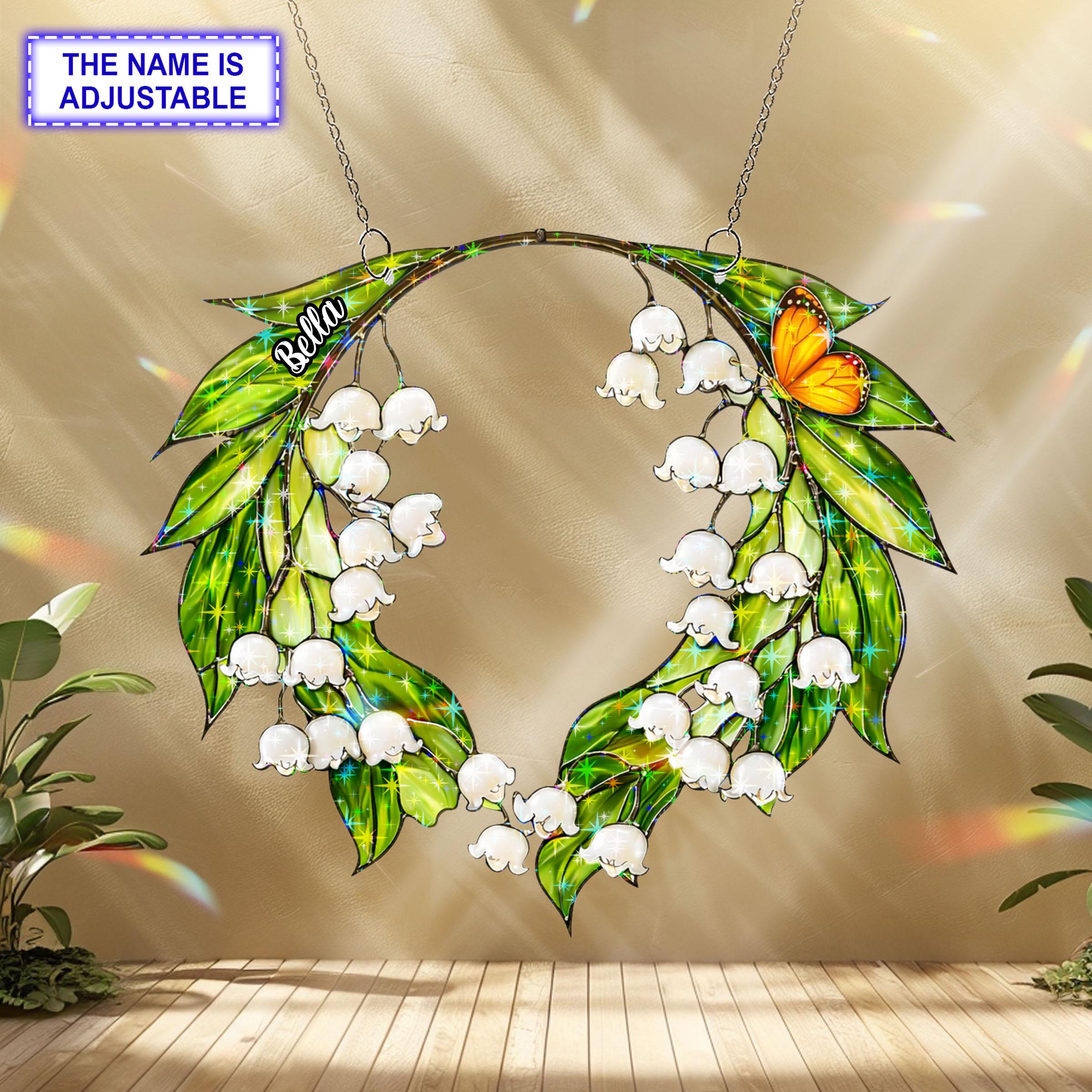 Personalized Lily of the Valley Wreath Hologram Acrylic Suncatcher ...