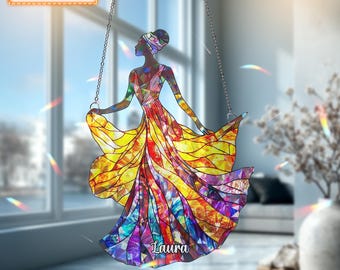 African American Women Acrylic Hologram Window Hanging, Vibrant Cultural Wall Art, African Decor, Juneteenth Home Decor, Black History Gift