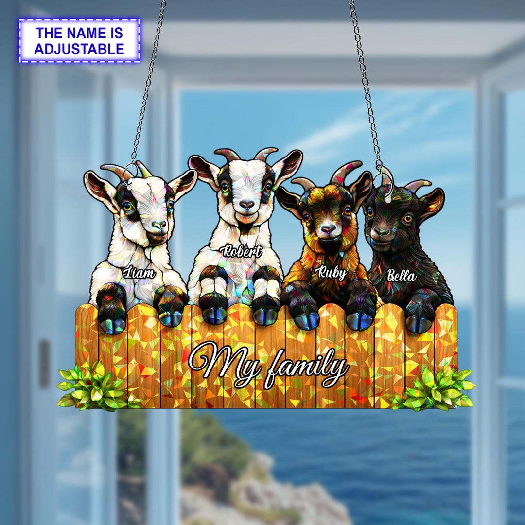 Personalized Goats Acrylic Suncatcher Window Hanging - Farmhouse Decor ...