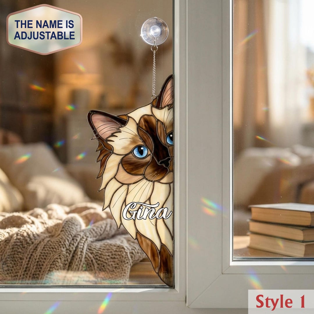 Ragdoll Cat Acrylic Window Hanging, Stained Glass Style Suncatcher ...