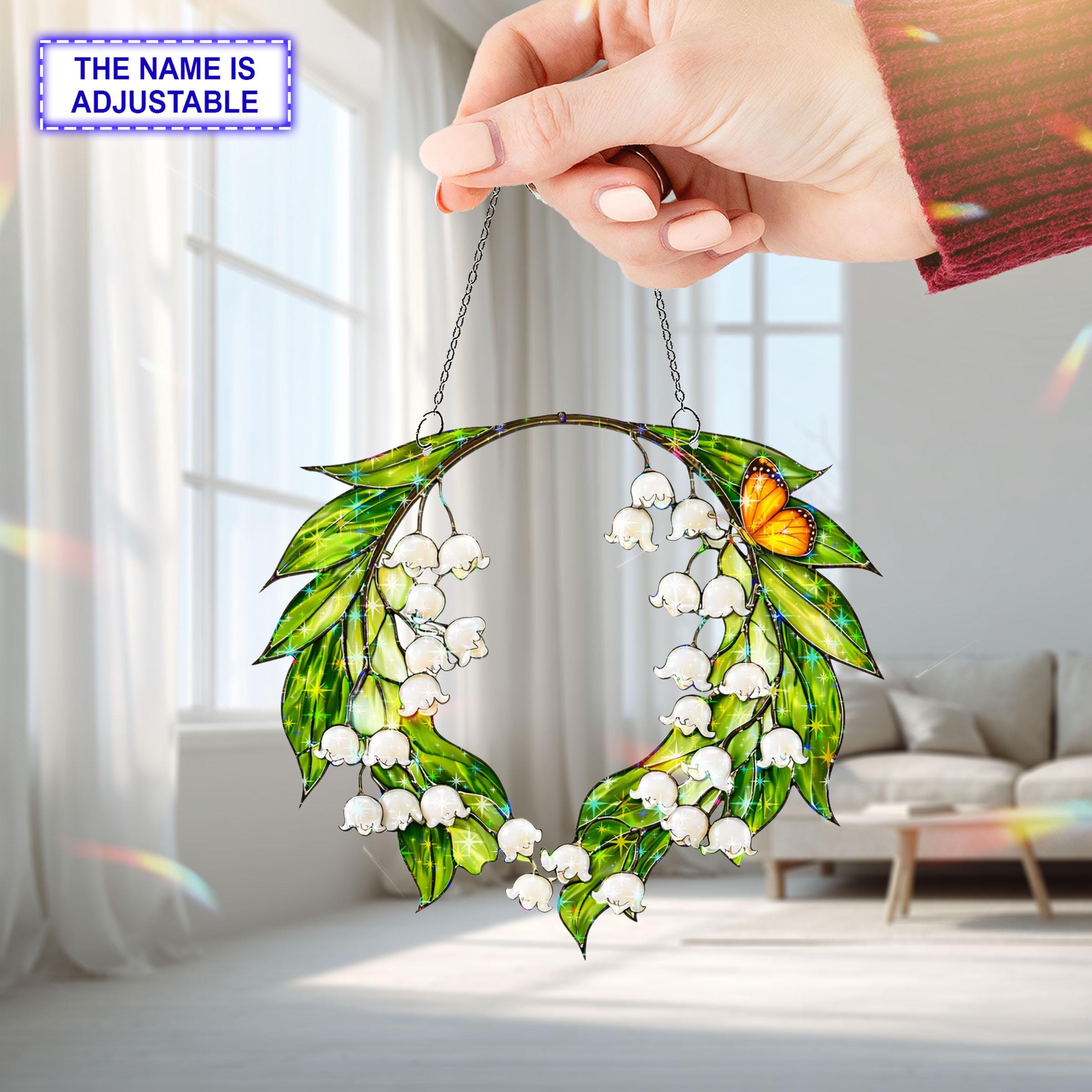 Personalized Lily of the Valley Wreath Hologram Acrylic Suncatcher ...