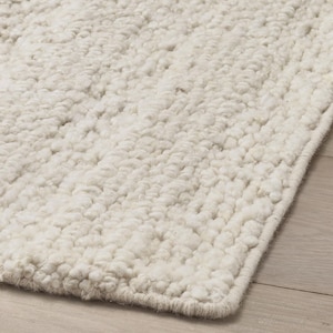 Tappeto in lana neozelandese tessuto a mano / Tappeto color avorio con trama Loop & Sumak