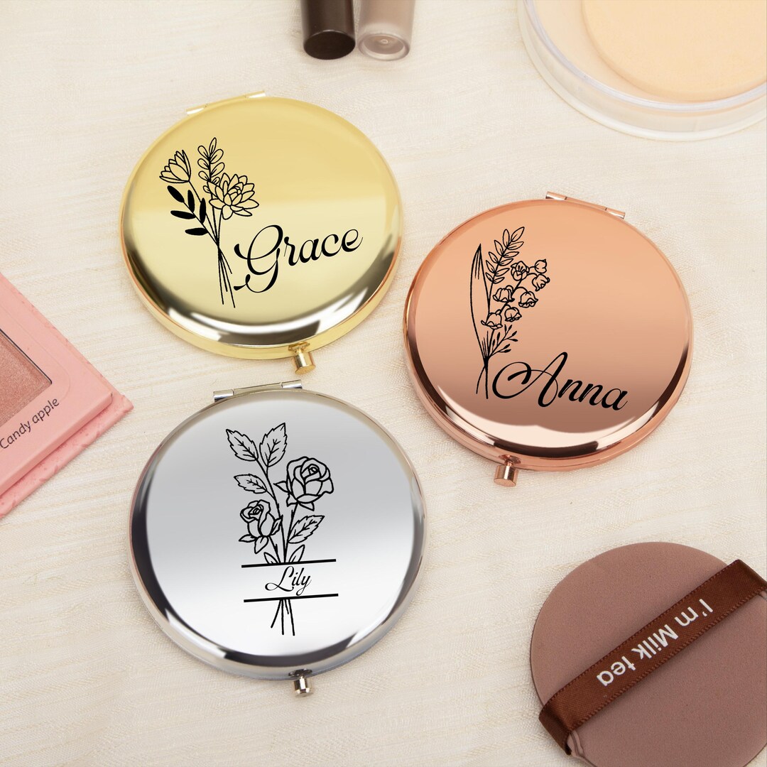 Engraved Compacts Custom Engraved Compact Mirror, Personalized Makeup Mirror, Bridesmaid ...