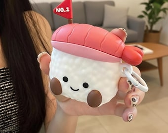 Kawaii Sushi Airpods Case Silicone Cute Earphone Cover for Airpods 1 2 3 4 Pro Pro 2 Japanese Food Gift for Teens Girls Anime Lovers
