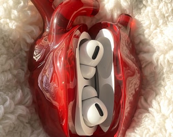 Silicon AirPods Case Heart Design – Protective Glossy AirPods Cover With Unique Anatomical Style, Durable Portable Accessory For Music Lover