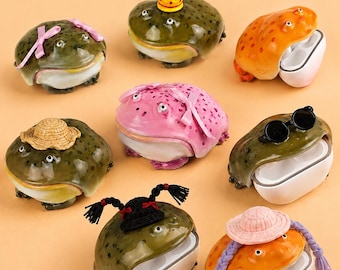 Handmade Kawaii AirPods Frog Toad Case Cute Cartoon Protective Cover Silicone Durable Rounded Corners Portable Tech Accessory Gift For Kids