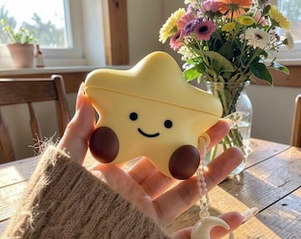 Star Silicone Airpods Case with Moon Charm Keychain