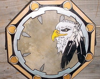 14  Inch Eagle Head Native AM Hand Painted Dance Drum  + Beater, POW WOW