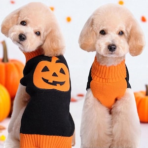 Halloween Pumpkin Dog Sweater: Knit Pet Costume for Small/Medium Dogs