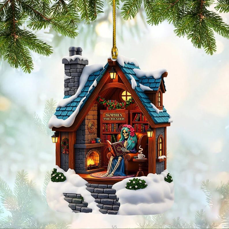 Personalized Christmas Book Tree Ornament Custom Acrylic Book Lover