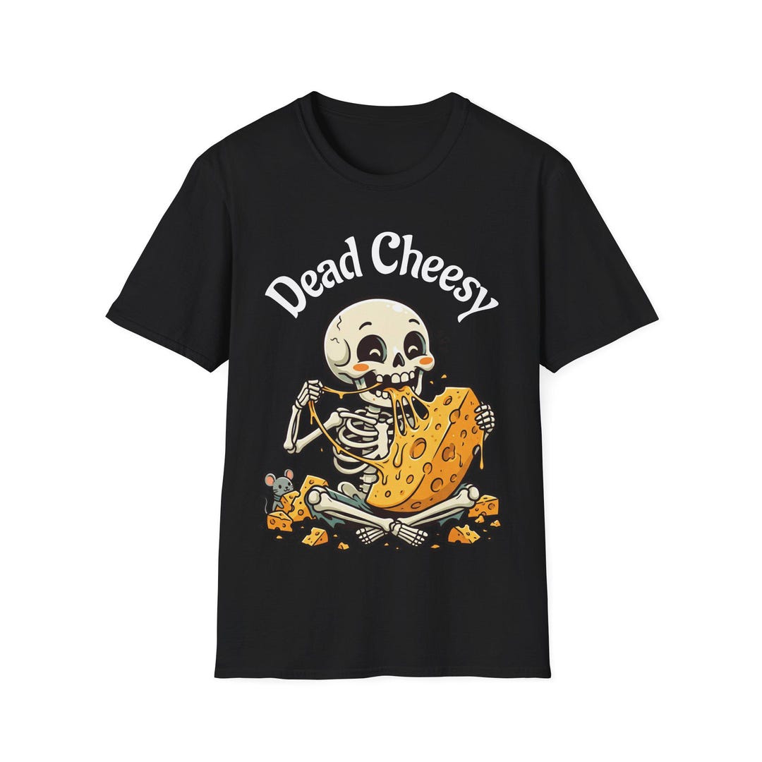 Dead Cheesy Skeleton Eating Cheese T-shirt | Spooky Skull Cheese Tee - Etsy