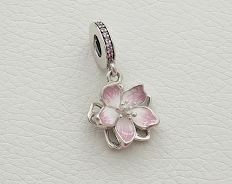Sterling Silver Cherry Blossom Charm: Pandora Compatible, Handmade