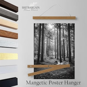 Magnetic Poster Wooden Frames Teak Wood Art Display Hanger Wall Hanging Wood Poster Hanger Magnetic Hanging Frames for Canvas or Paper