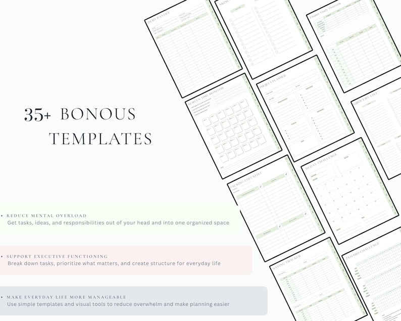 Undated ADHD Hyperlinked Digital Planner for Goodnotes, Dopamine Menu ...